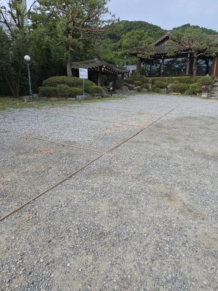 로프 구획으로 정리된 임시 주차 공간 전경
